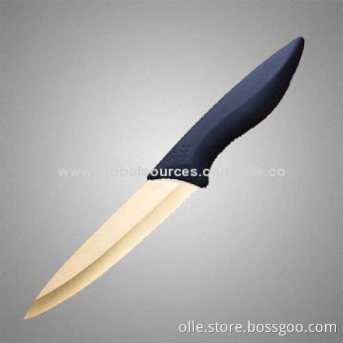 Ceramic knife, golden titanium blade